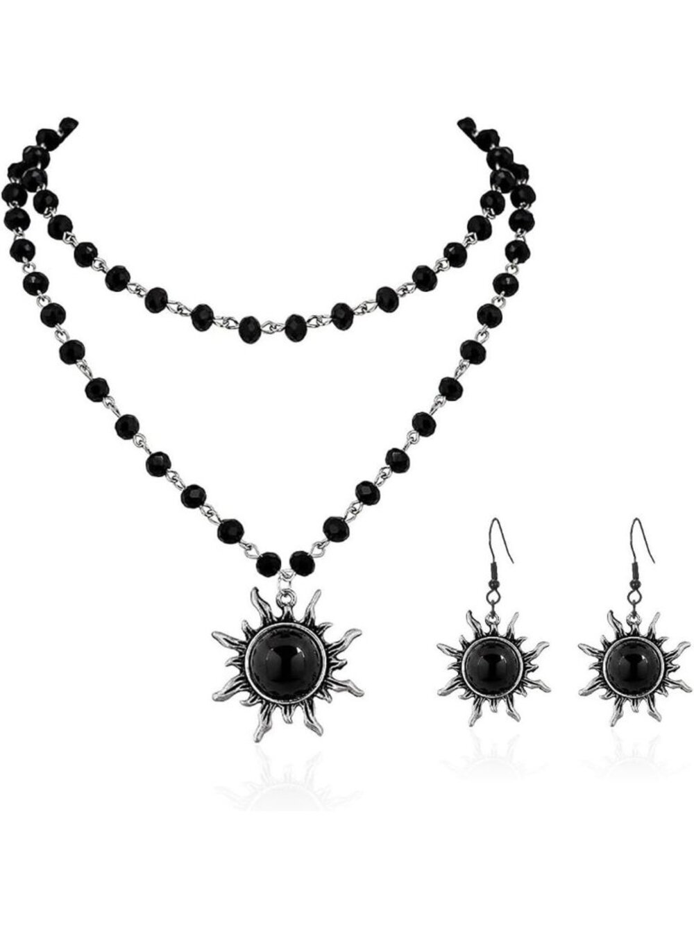 Women's Black Earrings Necklace Halloween Goth Accessories Jewelry Set Gothic